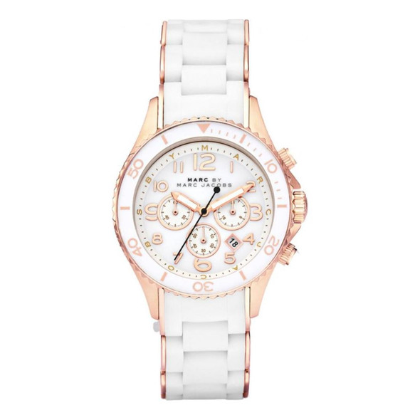 Marc Jacobs Rock Unisex White Dial Quartz Chronograph Watch MBM2547