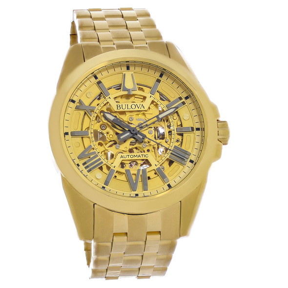 Bulova Sutton Men's Gold-Tone PVD Stainless Steel Automatic Watch 97A162