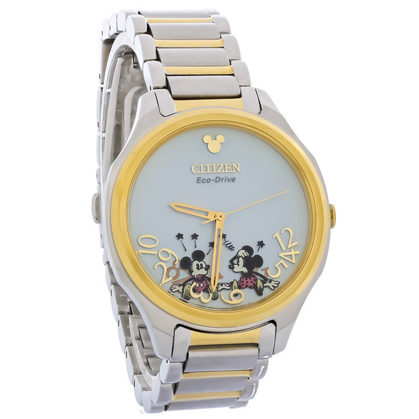Citizen Eco-Drive Falling Mickey & Minnie Women's Two Tone Watch EM0754-59W