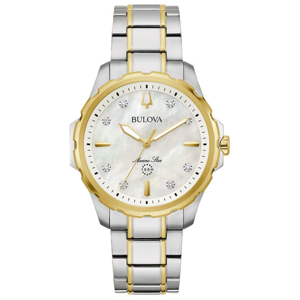 Bulova Marine Star Women's Two-Tone Diamond MOP Dial Quartz Watch 98P227