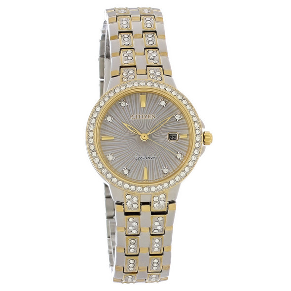 Citizen Eco-Drive Women's Silhouette Crystal Two Tone Stainless Watch EW2344-57A
