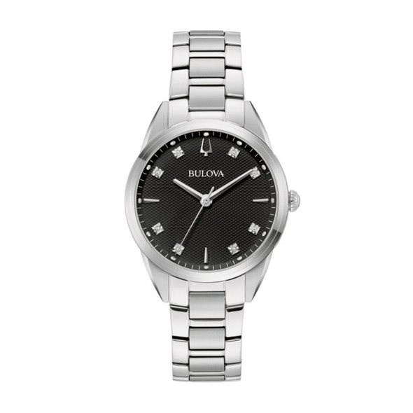 Bulova Diamond Women's Black Dial Quartz Watch 96P236