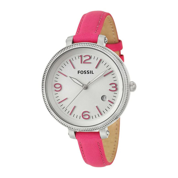 Fossil Heather Women's Silver Dial Hot Pink Strap Quartz Watch ES3277