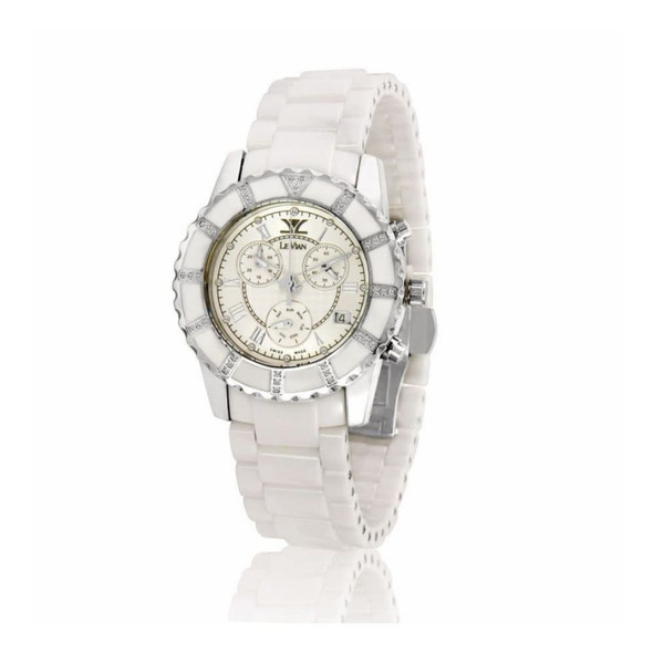 LeVian Ceramic Women's White Dial Quartz Chronograph Watch ZAG258
