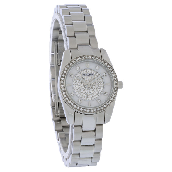 Bulova Crystal Women's Mother-of-Pearl Stainless Steel Quartz Watch 96X165