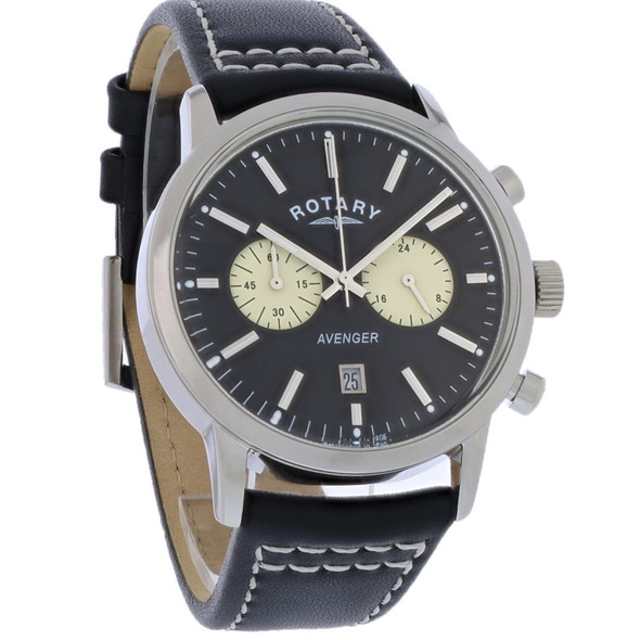 Rotary Avenger Men's Black Dial Stainless Steel Quartz Watch GS02730/04