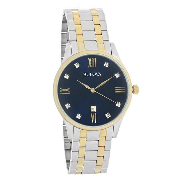 Bulova Diamond Men's Two Tone Plated Stainless Steel Quartz Watch 98D130