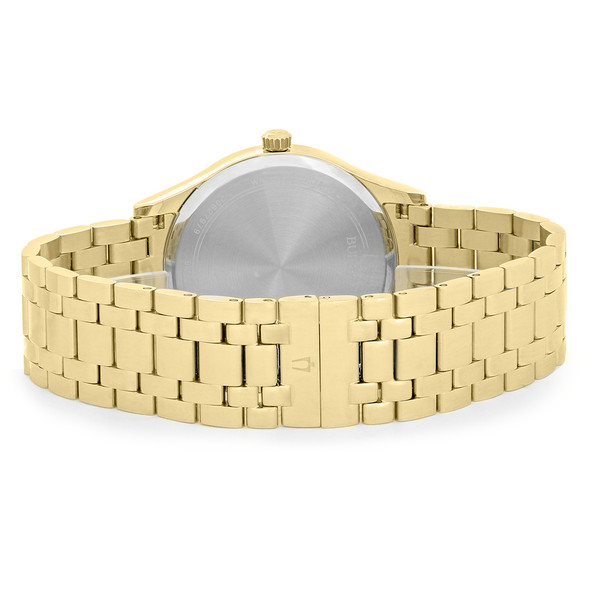 Bulova Diamond Men's Gold Plated Stainless Steel Quartz Watch 97D108