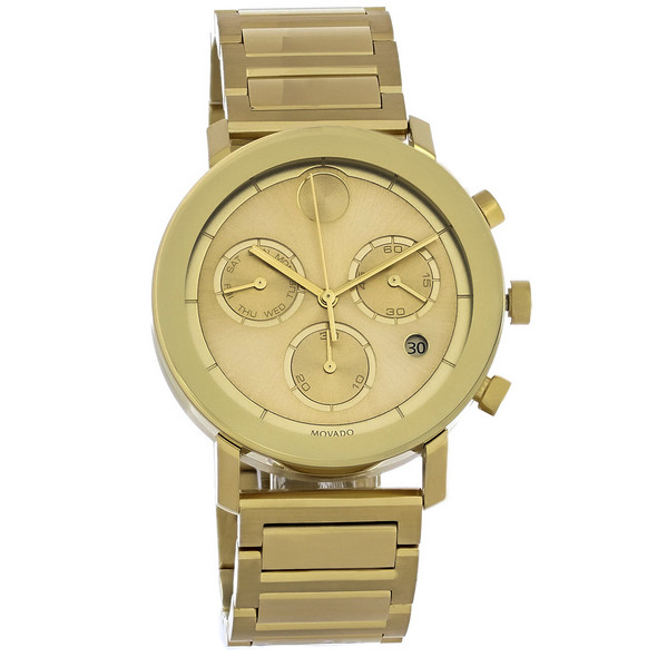 Movado Bold Chronograph Evolution Series Men's Gold Tone Swiss Watch 3600682