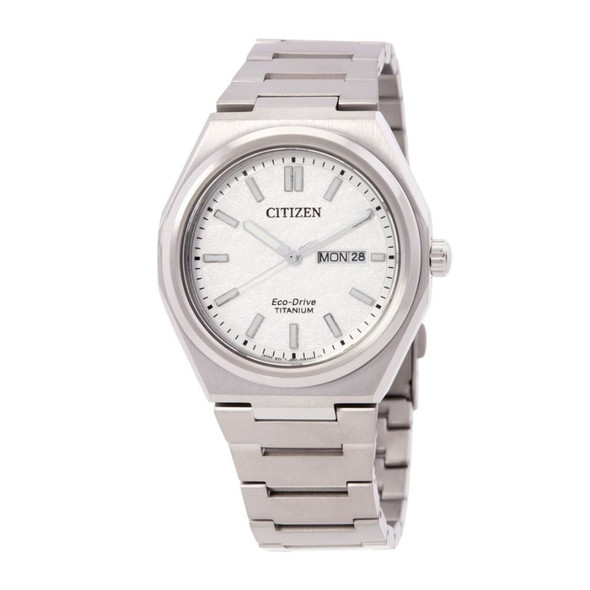 Citizen Men's Zenshin Super Titanium Eco Drive White Dial Watch AW0130-85A