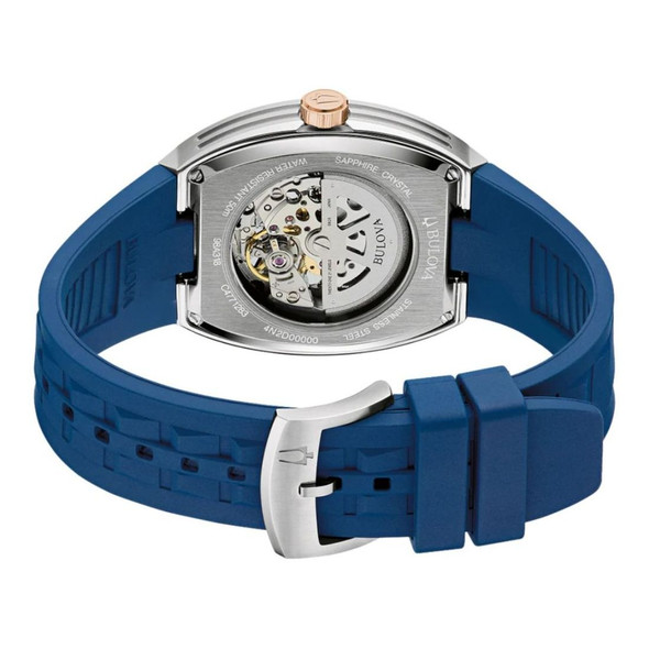 Bulova Maquina Men's Skeleton Blue Dial Automatic Watch 98A318