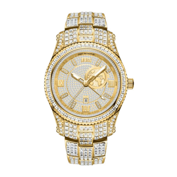 JBW Jet Setter Men's RESERVE GMT Chandelier Diamond Quartz Watch R6370D