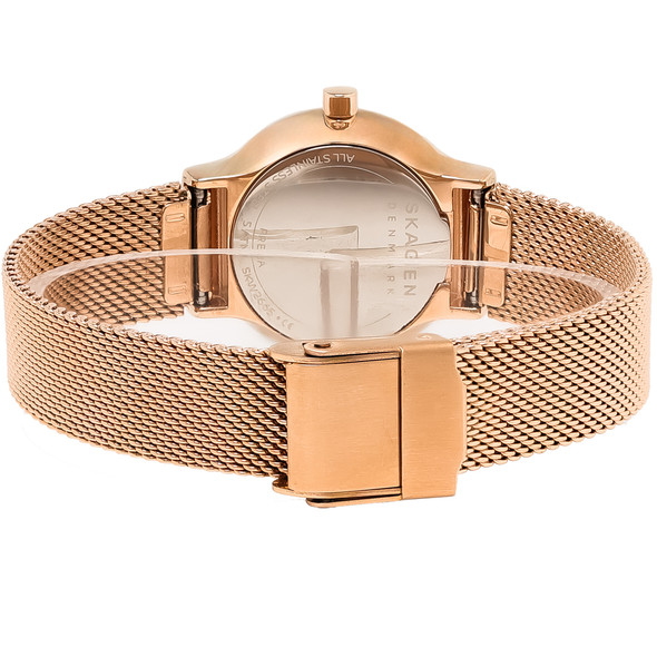 Skagen Freja Crystal Rose Gold-Tone Mesh Band Women's Quartz Watch SKW2665
