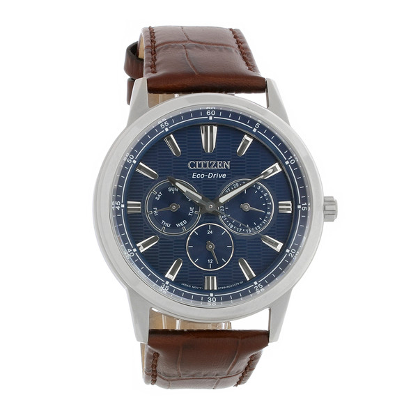 Citizen Eco Drive Men's Corso Multifunction Brown Strap Watch BU2070-12L