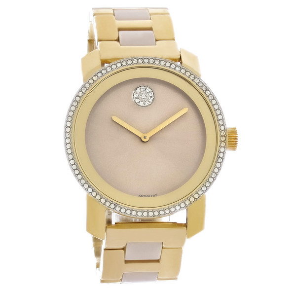 Movado Bold Ceramic Women's Gold Tone PVD Stainless Quartz Watch 3600785