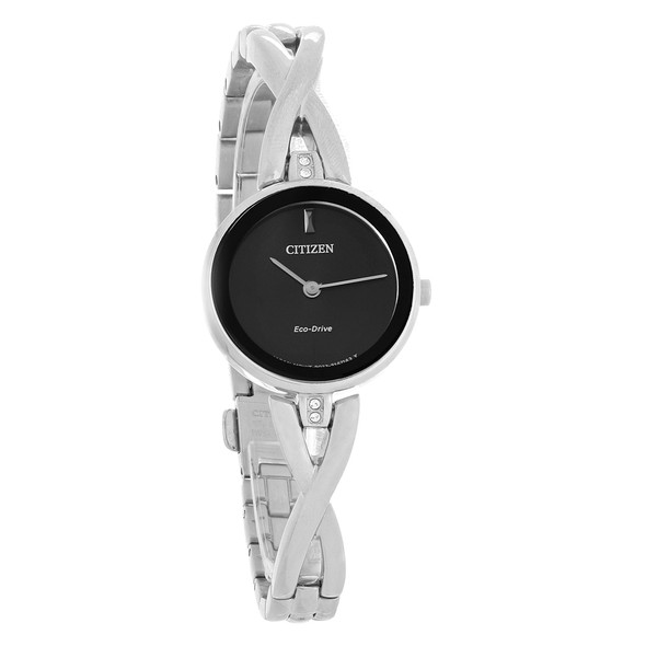 Citizen Eco-Drive Women's Silhouette Black Dial Crystal Watch EX1420-50E