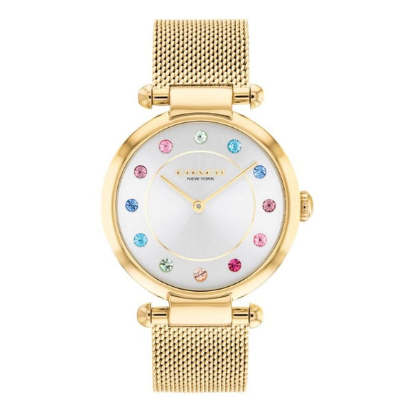 Coach Cary Women's Quartz Silver Dial Gold-Tone Watch 14000112