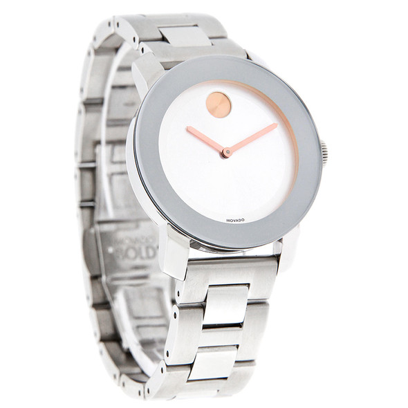 Movado Bold Ladies Silver Dial Mirror Stainless Steel Swiss Quartz Watch 3600084