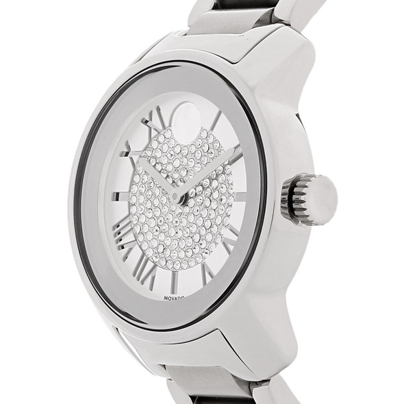 Movado Bold Women's Crystal White Dial Stainless Swiss Quartz Watch 3600254