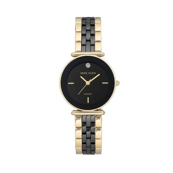 Anne Klein Diamond Collection Women's Black Dial Quartz Watch AK/3158BKBG