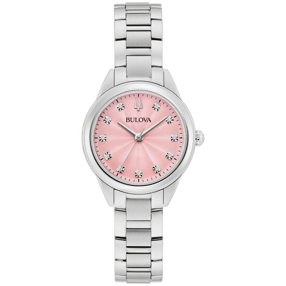 Bulova Sutton Pink Dial and Diamond Accent Women's Watch 96P249