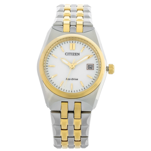 Citizen Eco-Drive Corso Women's White Dial Two Tone Watch EW2299-50A