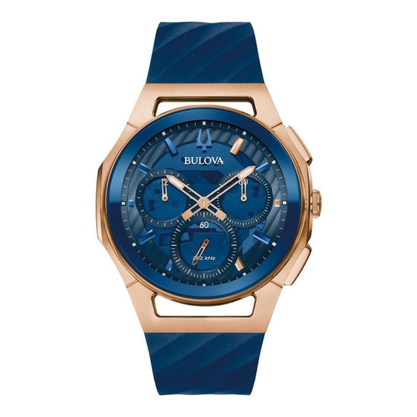 Bulova Marc Anthony CURV Chronograph Men's Blue Dial Quartz Watch 97A185
