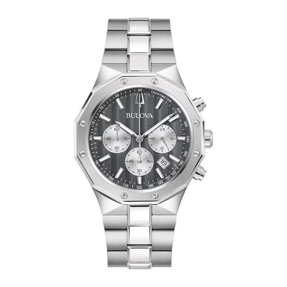 Bulova Prestige Men's Quartz Grey Dial Stainless Steel Watch 96B459