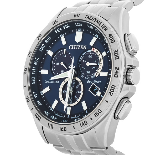 Citizen Eco-Drive PCAT Men's Chronograph Stainless Blue Dial Watch CB5870-58L