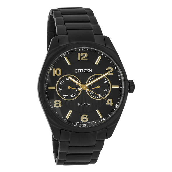 Citizen Eco-Drive Men's Day/Date Black PVD Dress Watch AO9025-56E