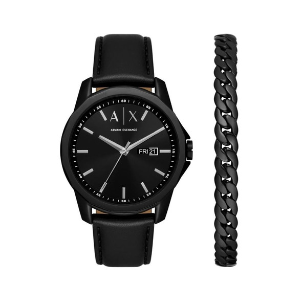 Armani Exchange Men's Banks Black Stainless Steel Quartz Watch - AX7147SET