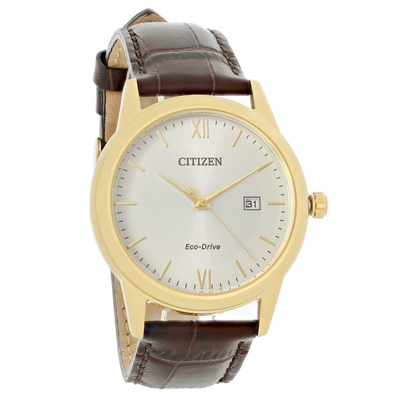Citizen Men's Eco-Drive Brown Leather Watch AW1232-04A