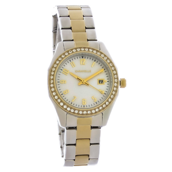 Caravelle By Bulova Crystal Women's Two Tone Stainless Steel Quartz Watch 45M113