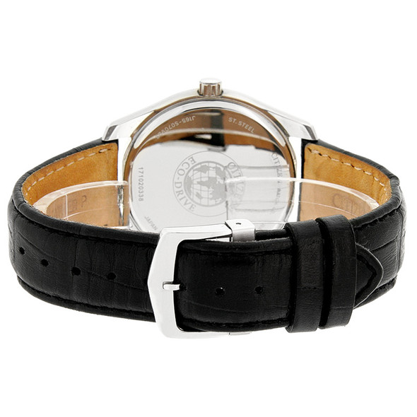 Citizen Eco-Drive Men's Stainless Steel Black Leather Strap Watch - AU1040-08E