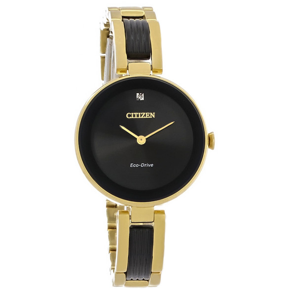 Citizen Eco-Drive Axiom Black Dial Gold Tone Women's Watch - EX1539-57E
