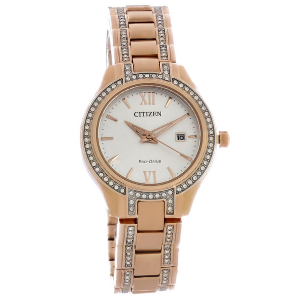 Citizen Eco-Drive Silhouette Women's Crystal Rose Gold Tone Watch - FE1233-52A