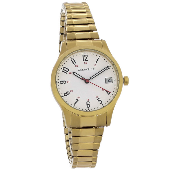 Caravelle By Bulova Women's White Dial Gold Tone Expansion Watch - 44M113