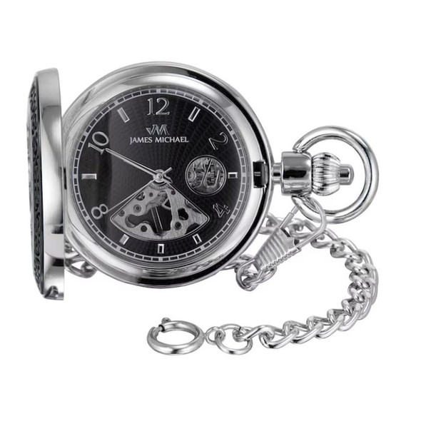 James Michael Men's Skeleton Dial Hand-Wind Pocket Watch - PMA011016W