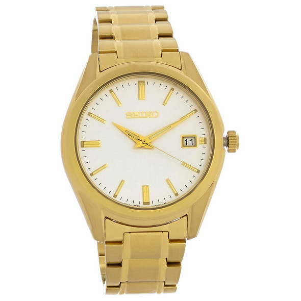 Seiko Essentials Men's Gold Tone Plated Stainless Steel Quartz Watch SUR314