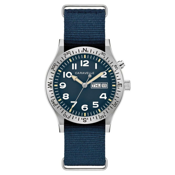 Caravelle by Bulova Field Light-Up Men's Blue Dial Quartz Watch 43C126