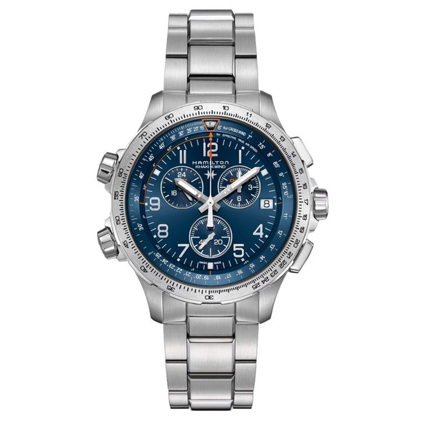 Hamilton Khaki Aviation X-Wind GMT Chrono Quartz Men's Blue Dial Watch H77922141