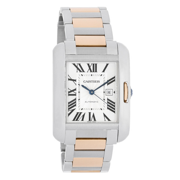 Cartier Tank Anglaise Women's Silver Dial 18K Links Automatic Watch W5310037