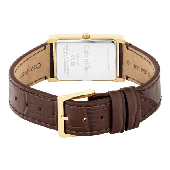 Calvin Klein Dapper Men's Gold-Tone Brown Leather Strap Quartz Watch 25200530