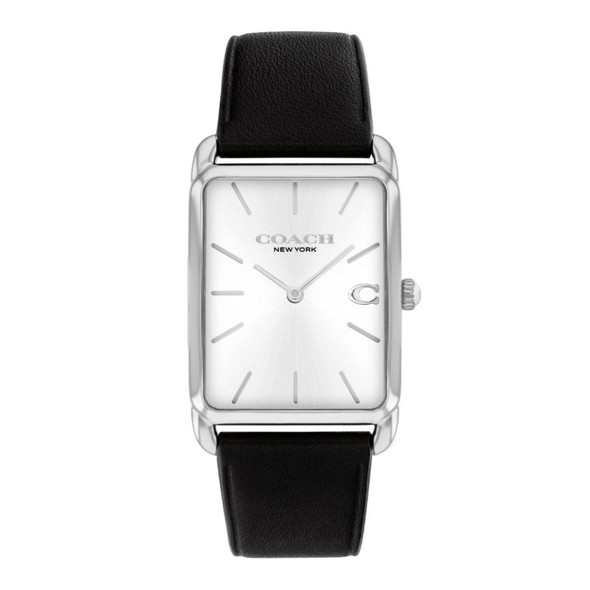 Coach Unisex Elliot Black Leather Strap Silver Dial Quartz Watch 14400040