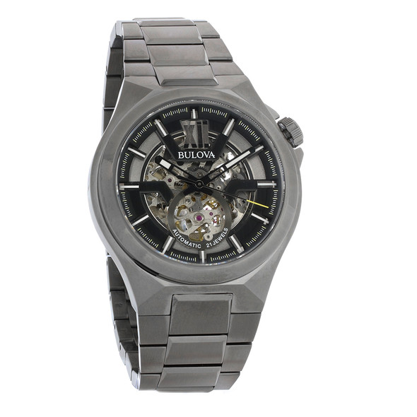 Bulova Maquina Men's Gunmetal ION Plated Stainless Steel Automatic Watch 98A179