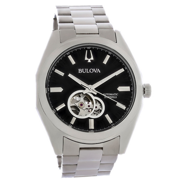 Bulova Surveyor Men's Stainless Steel Black Dial Automatic Watch 96A270