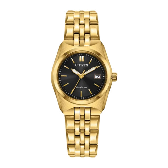 Citizen Corso Women's Gold-Tone Black Dial Eco-Drive Watch EW2293-56E