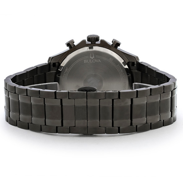 Bulova Men's Diamond Gunmetal ION Plated Quartz Chronograph Watch 98E114