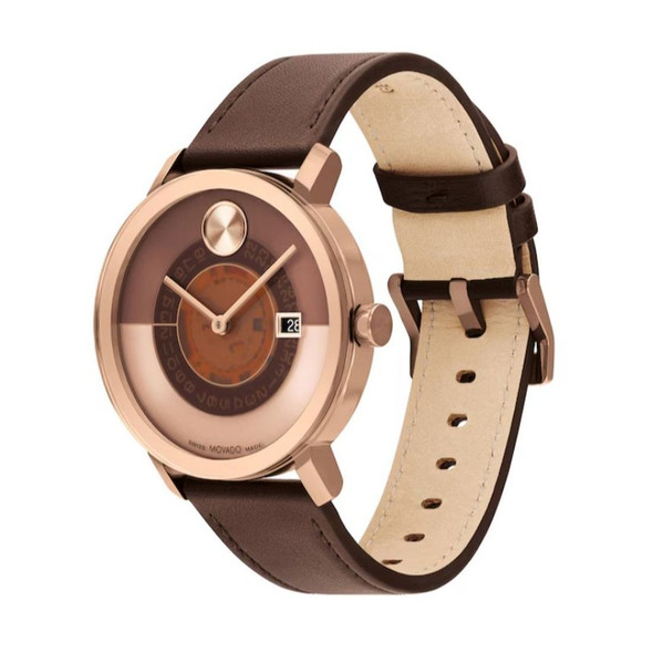 Movado BOLD Evolution 2.0 Men's Stainless Steel & Leather Quartz Watch 3601226