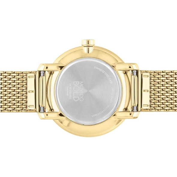 Movado Bold Shimmer Women's Gold Dial Stainless Steel Quartz Watch 3600841